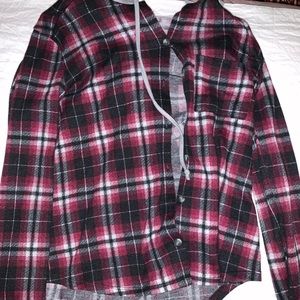 Maroon hooded flannel